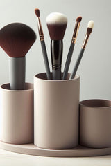 Saskia makeup brush holder organizer with brushes arranged in compartments