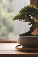 Curved bonsai pot with drainage hole, minimal Scandinavian design