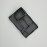 Detail of smooth surface on minimalist desk organizer set with pencil holder
