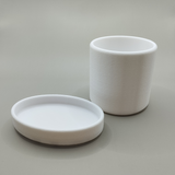 Soap dish toothbrush holder set on bathroom counter with soap bar and toothbrush inside