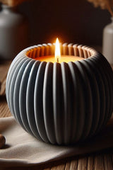 Close-up of ribbed tealight holder showing vertical texture detail