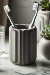 Close-up of ribbed toothbrush holder showing vertical texture detail