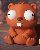 Goofy beaver googly eyes figure seen from the front against a white background