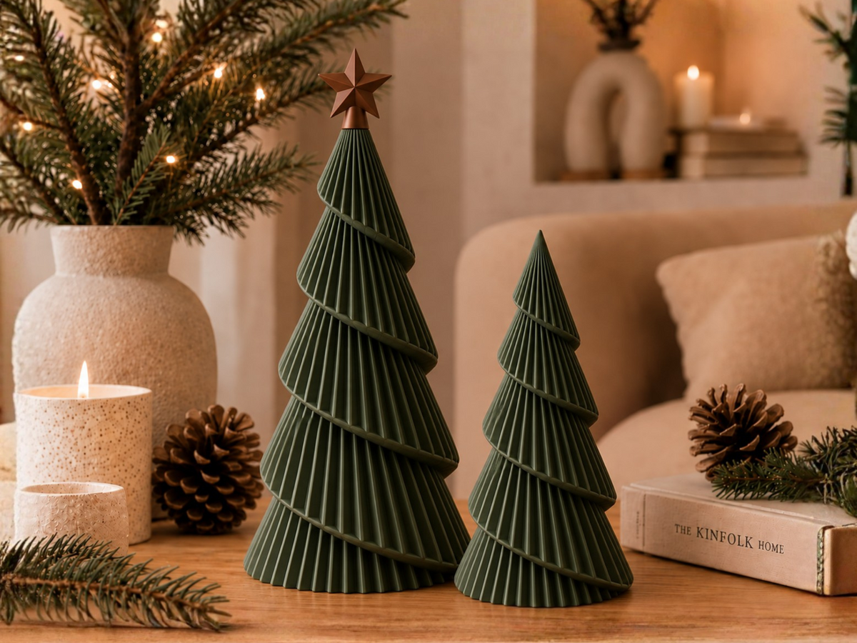 Weihnachtsbaumfigur mit Stern – Spiralbaum im nordischen Stil