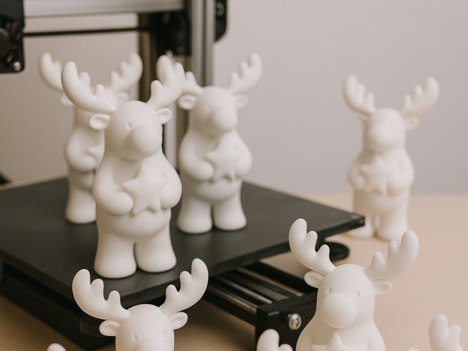 Minimalistische Elchfigur, die einen Stern hält