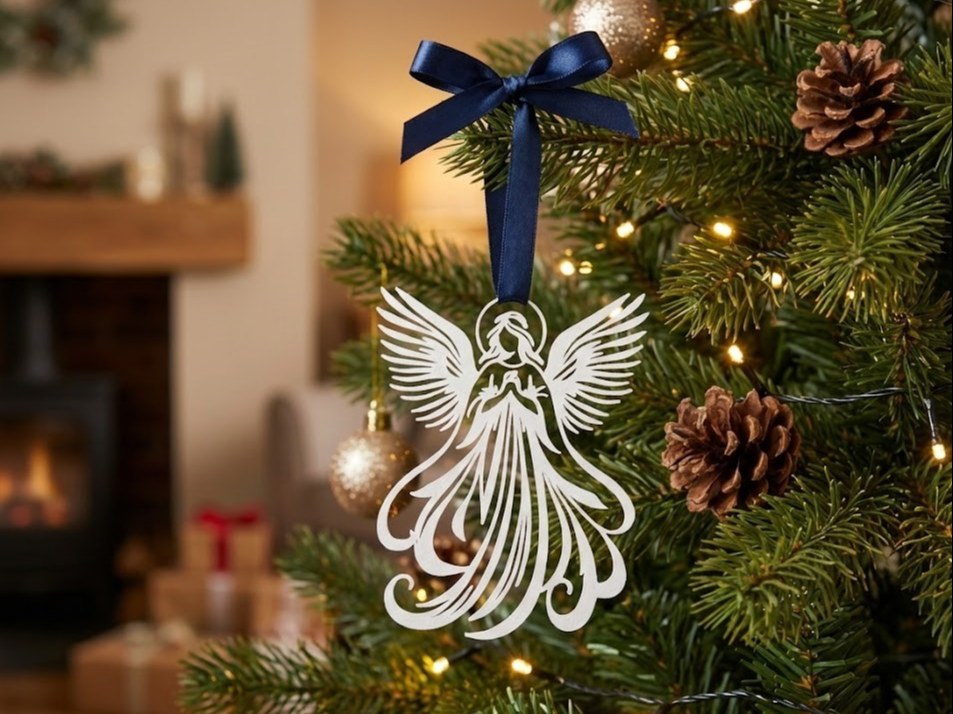 Engel als Christbaumschmuck mit eleganten Linien