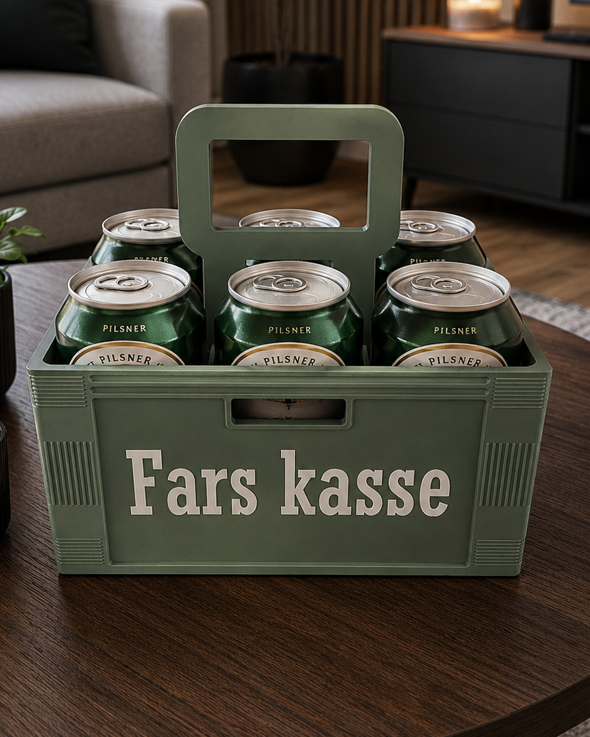 Bierträger für 6 Dosen – „Papas Kiste" Geschenkbox mit Griff