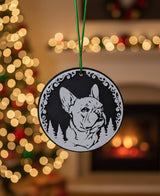 Christbaumschmuck mit Silhouette einer Französischen Bulldogge