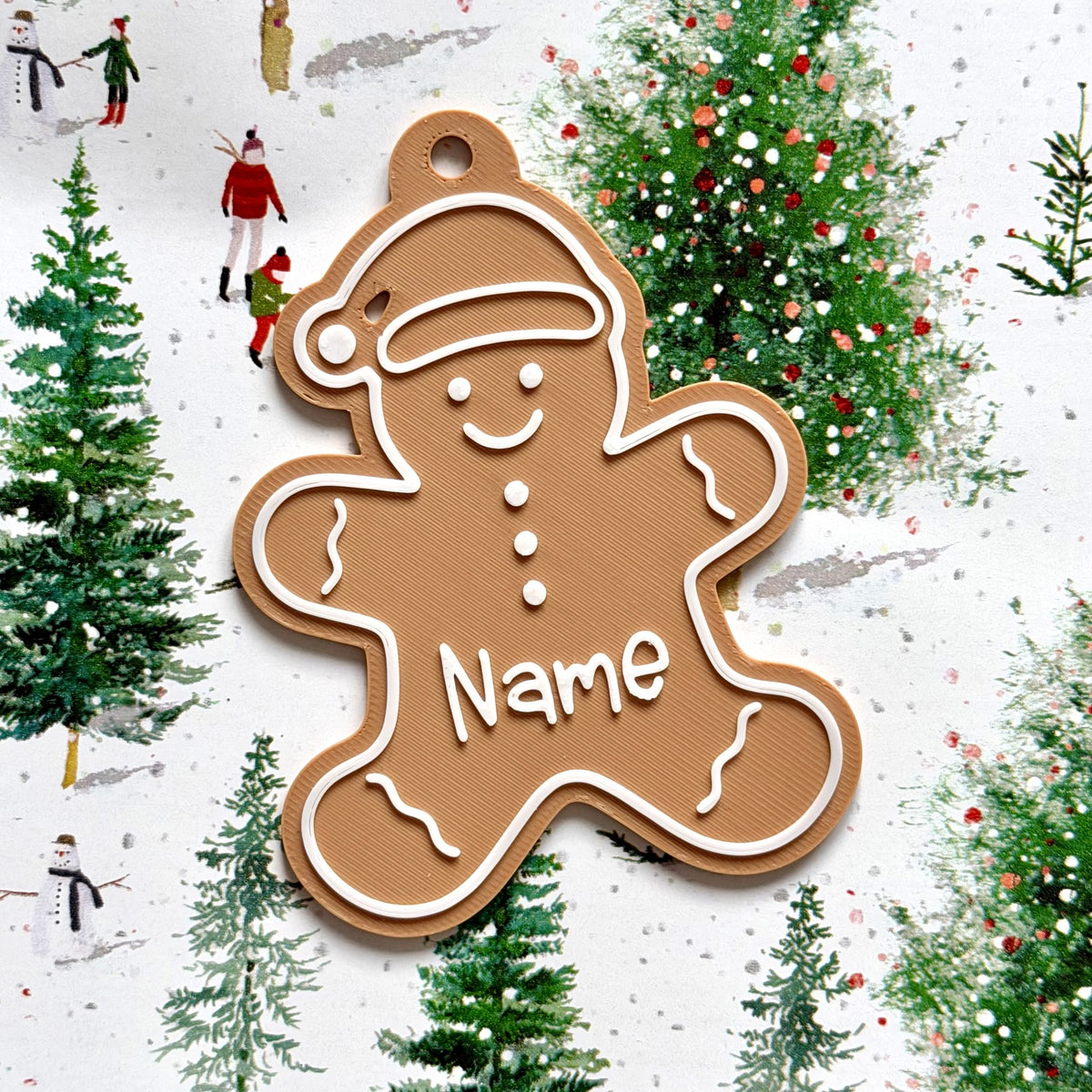 Weihnachtliche Geschenkanhänger mit Namen – im Lebkuchenstil