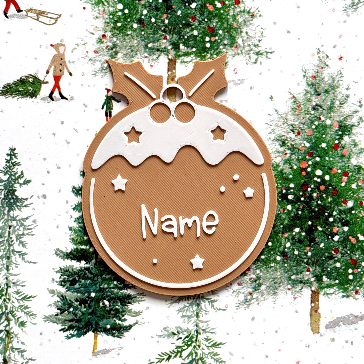 Weihnachtliche Geschenkanhänger mit Namen – im Lebkuchenstil