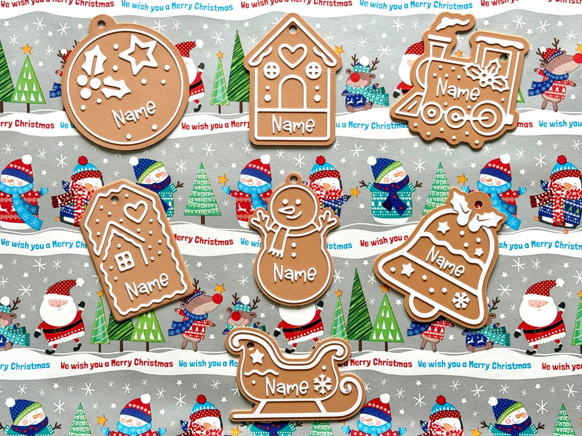 Weihnachtliche Geschenkanhänger mit Namen – Lebkuchen