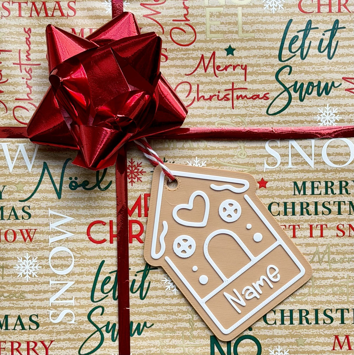 Weihnachtliche Geschenkanhänger mit Namen – Lebkuchen