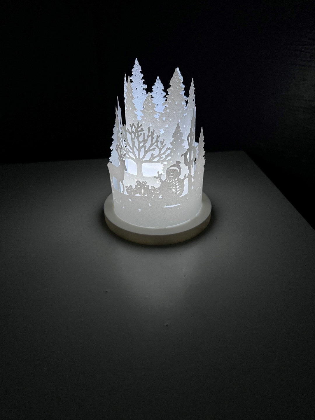 Weihnachtslaterne für Teelichter mit Rentier und Schneemann
