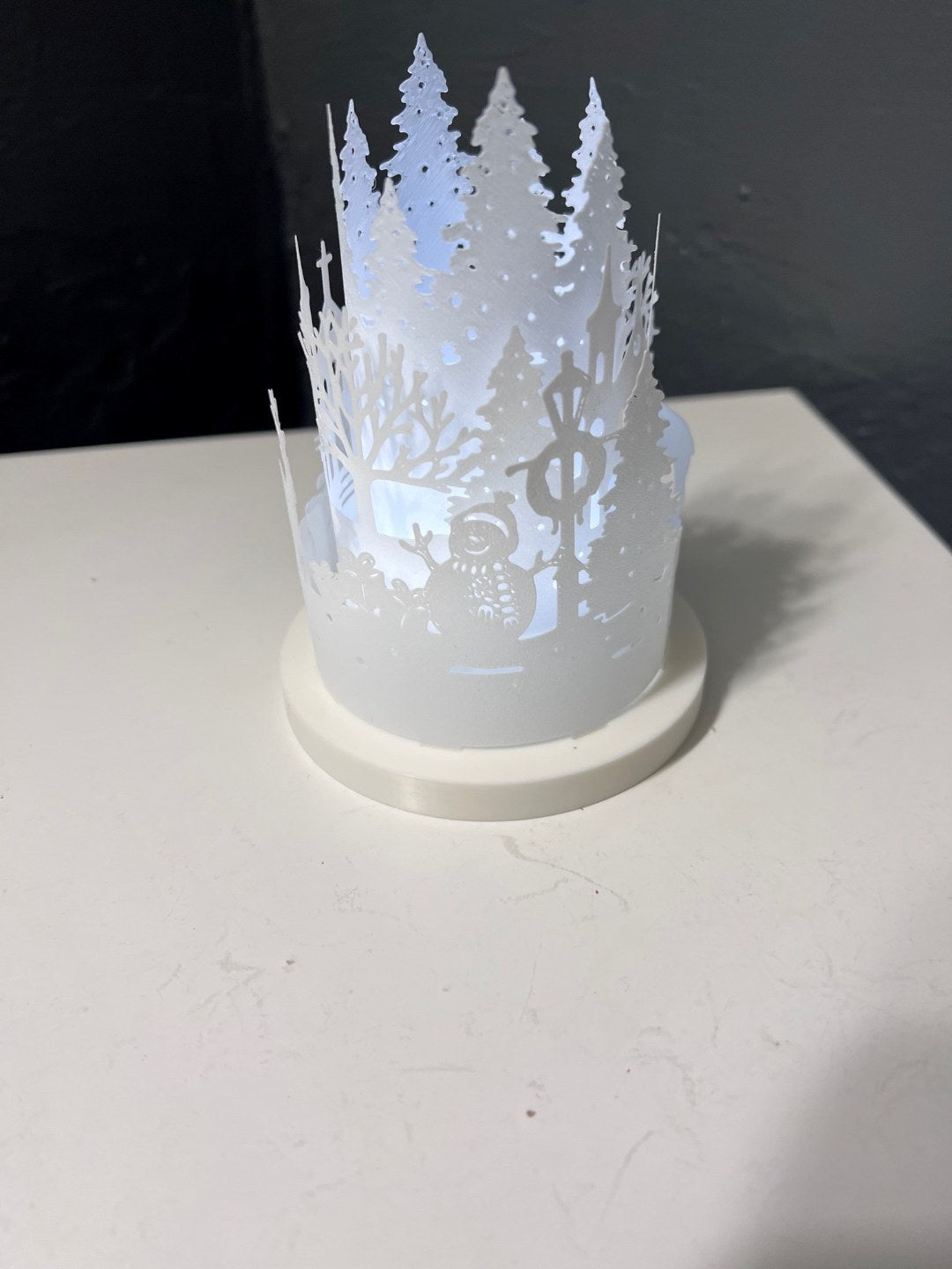 Weihnachtslaterne für Teelichter mit Rentier und Schneemann