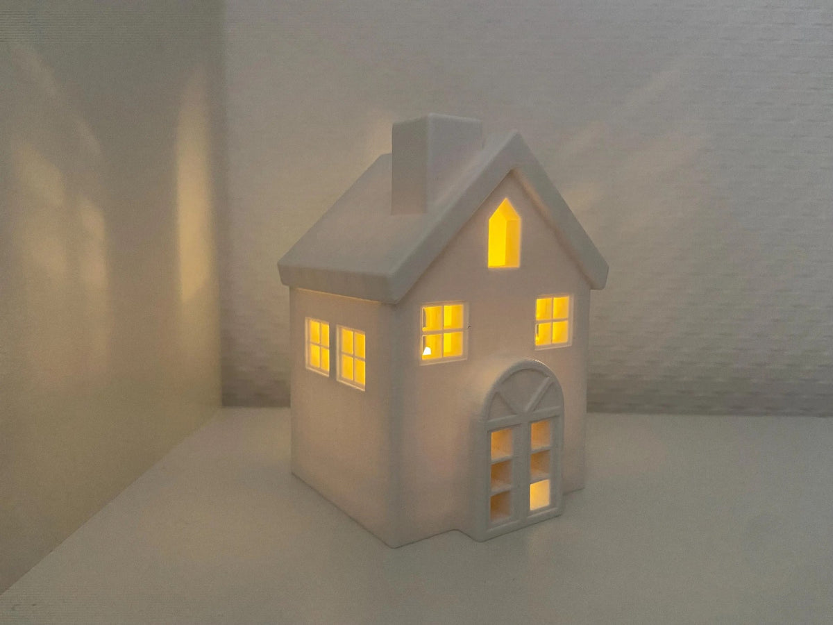 Weihnachtshaus für Teelichter – schlichtes LED-Haus
