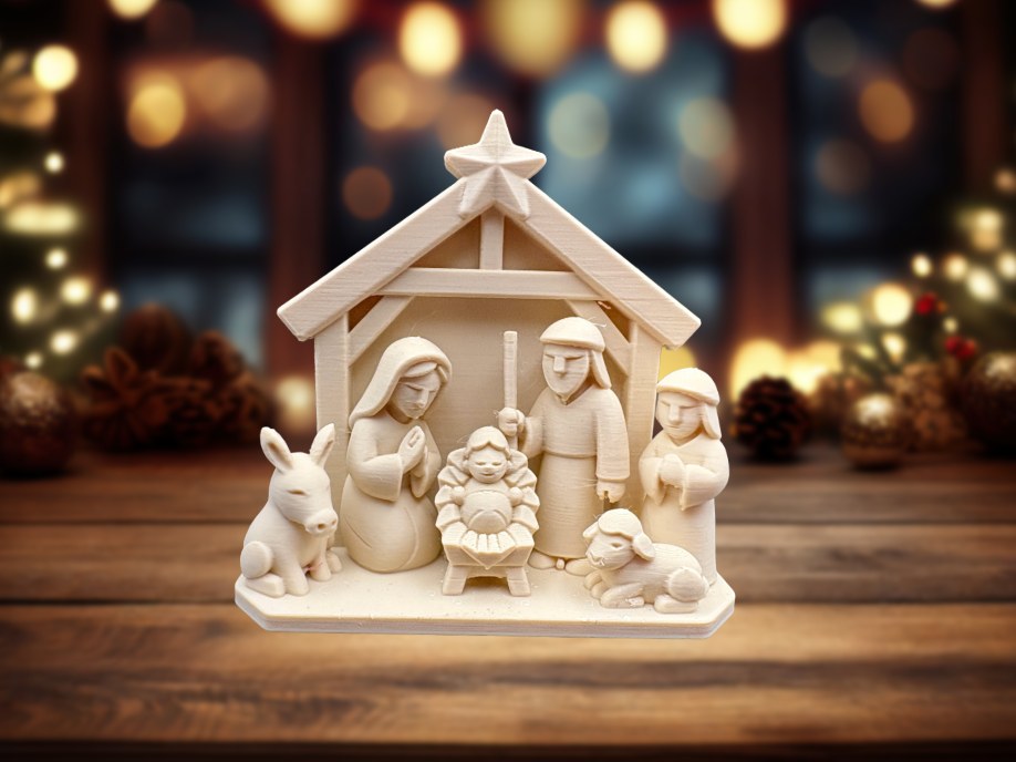 Weihnachtskrippe mit Maria, Josef und Jesuskind