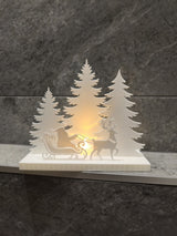 Weihnachtslandschaft für LED-Teelichter mit Tannen und Rentieren