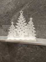 Weihnachtshaus für Teelichter – Weihnachtsmann im Schlitten und Wald