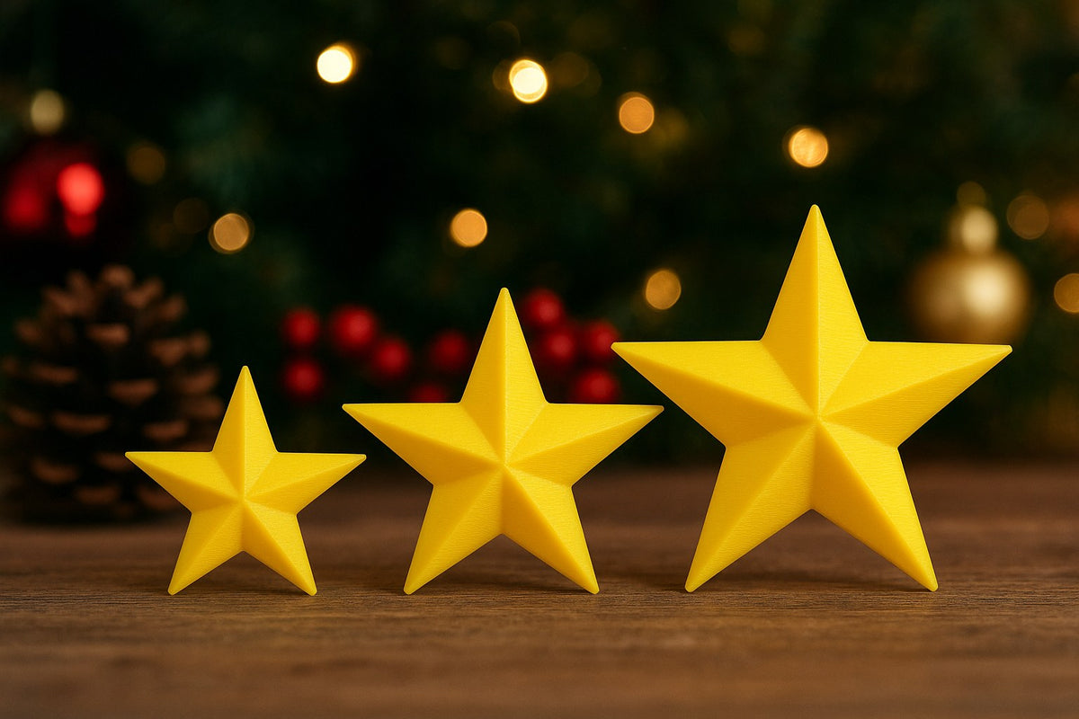 Drei Weihnachtssterne in den Größen 3, 4 und 5 cm