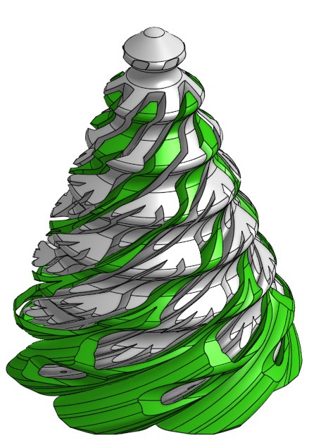 Spiral-Weihnachtsbaum-Fidget in Form von Schneeflocke und Tannenbaum