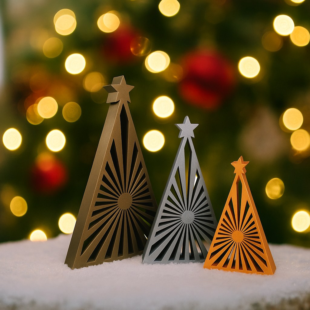 Weihnachtsbaumfigur im geometrischen Design, 3 Größen
