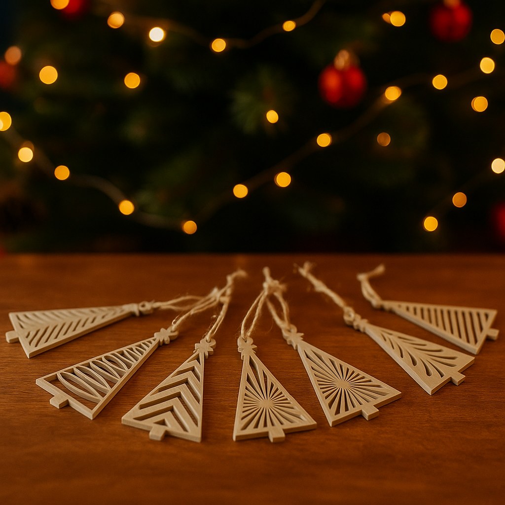 Moderner Christbaumschmuck – Set mit 6 geometrischen Bäumen
