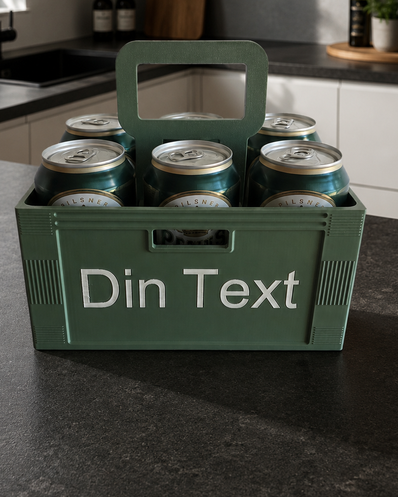 Bierkasten mit eigenem Text – Geschenkbox für 6 Dosen mit Tragegriff