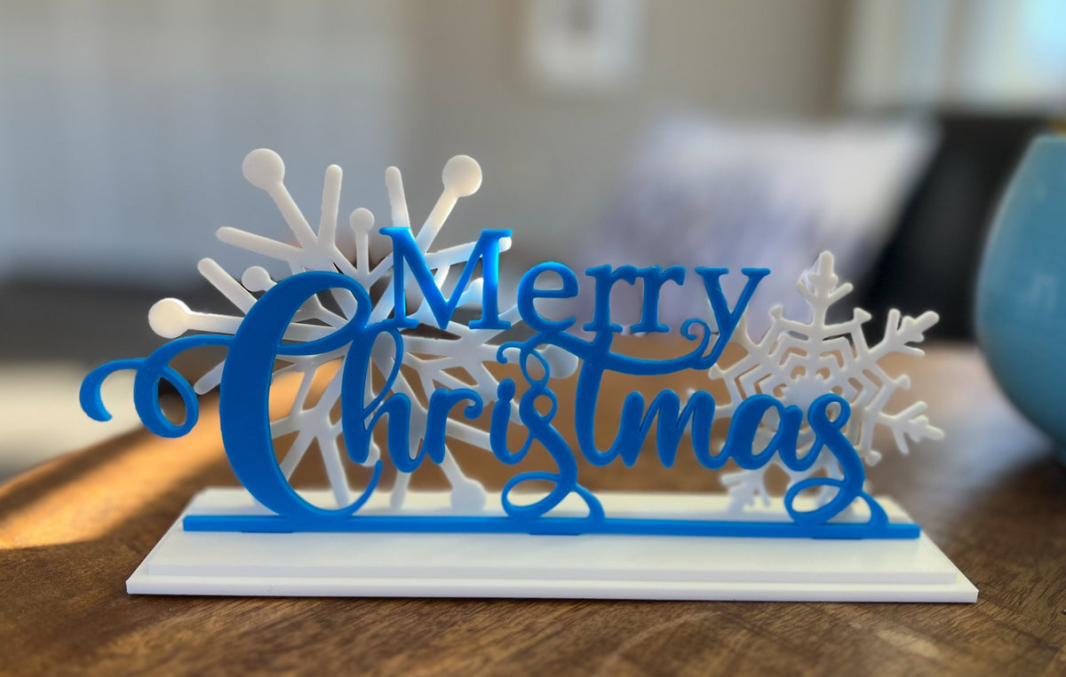 Merry-Christmas-Schild, stehende Weihnachtsdeko aus 3 Teilen