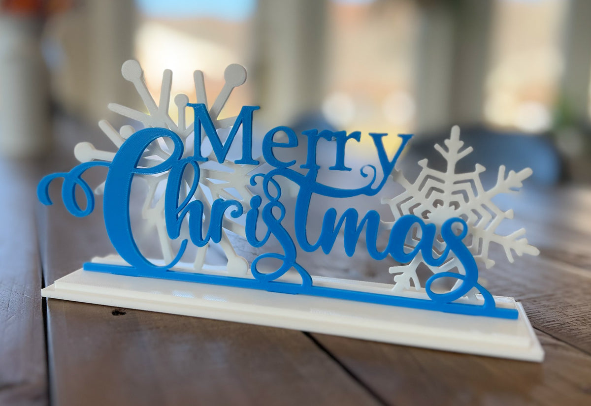 Merry-Christmas-Schild, stehende Weihnachtsdeko aus 3 Teilen