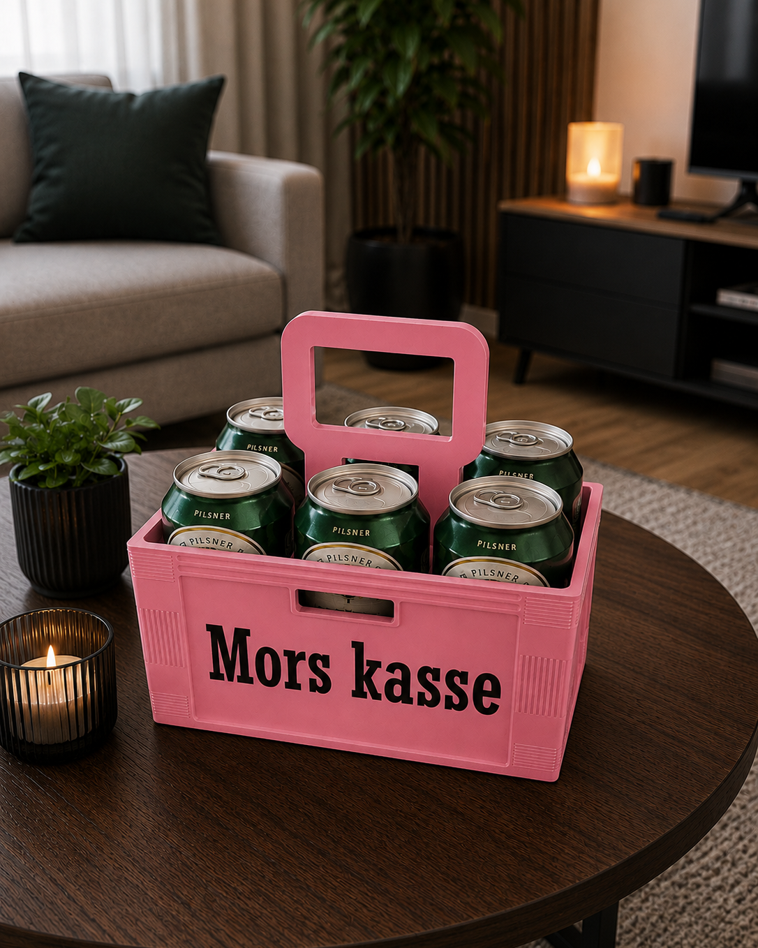 Bierträger für 6 Dosen – „Mamas Kiste" Geschenkbox mit Griff