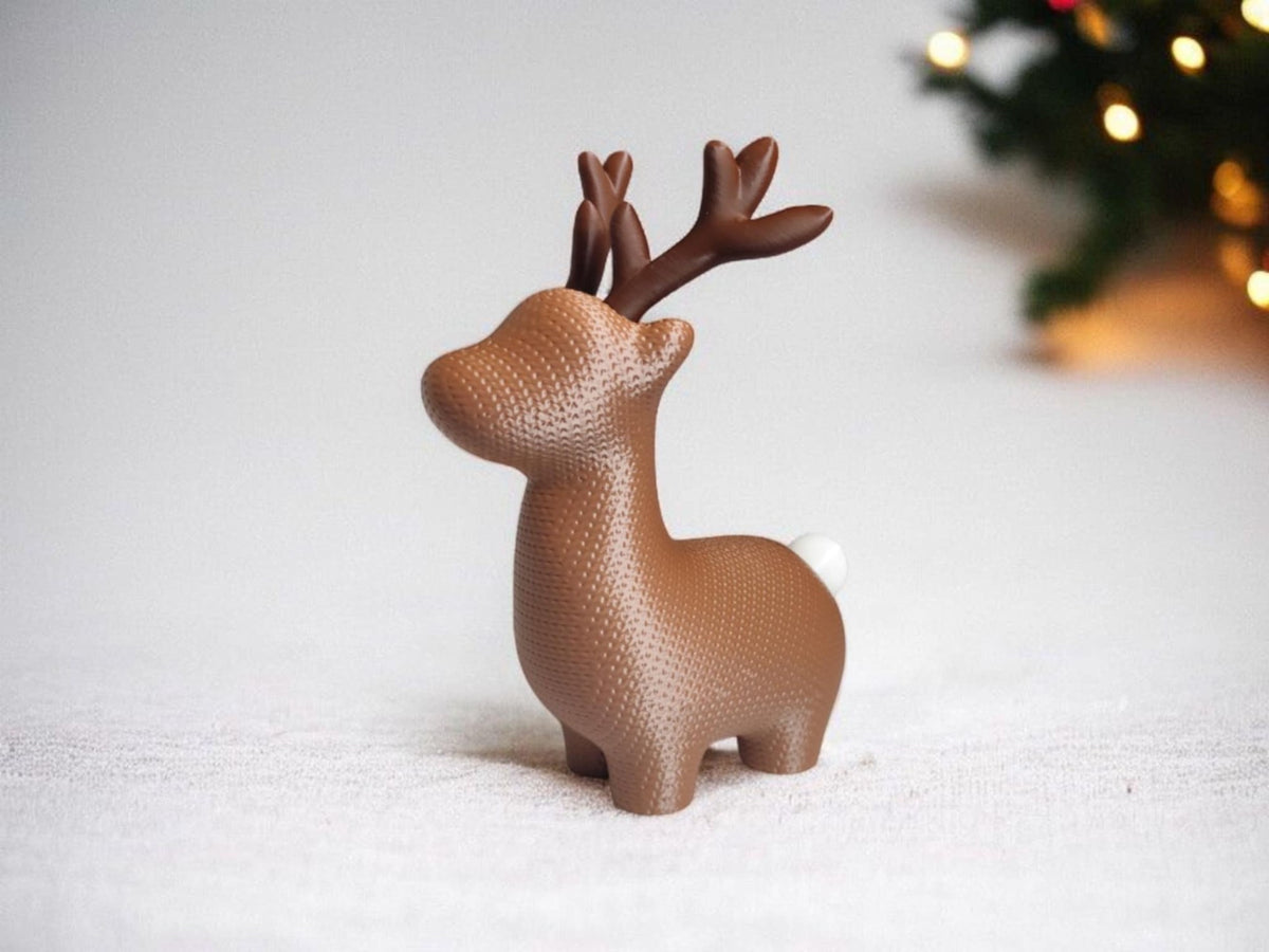 Rentierfigur in Strickoptik, pummelige Weihnachtsfigur