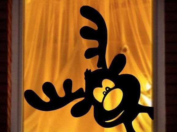 Rentierfigur fürs Fenster, Weihnachtsdeko