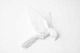 White bird wall sculpture set in matte finish, three birds mid-flight against white background