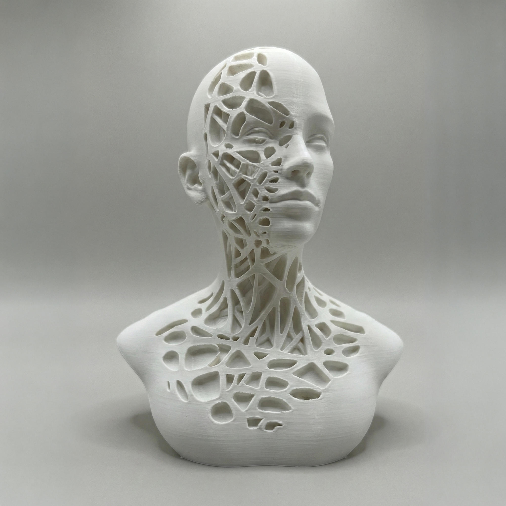 Fractured Elegance human sculpture home decor styled on a minimalist shelf with muted tones