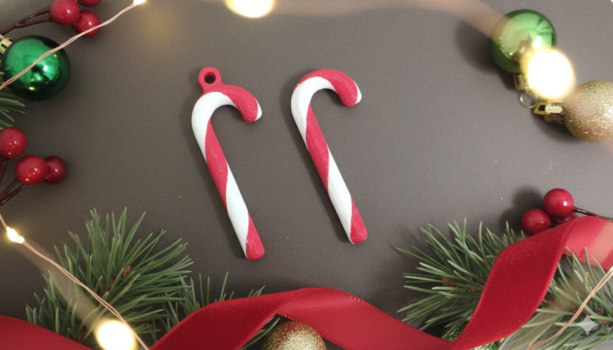 Zweifarbige Zuckerstange mit Loch zum Aufhängen
