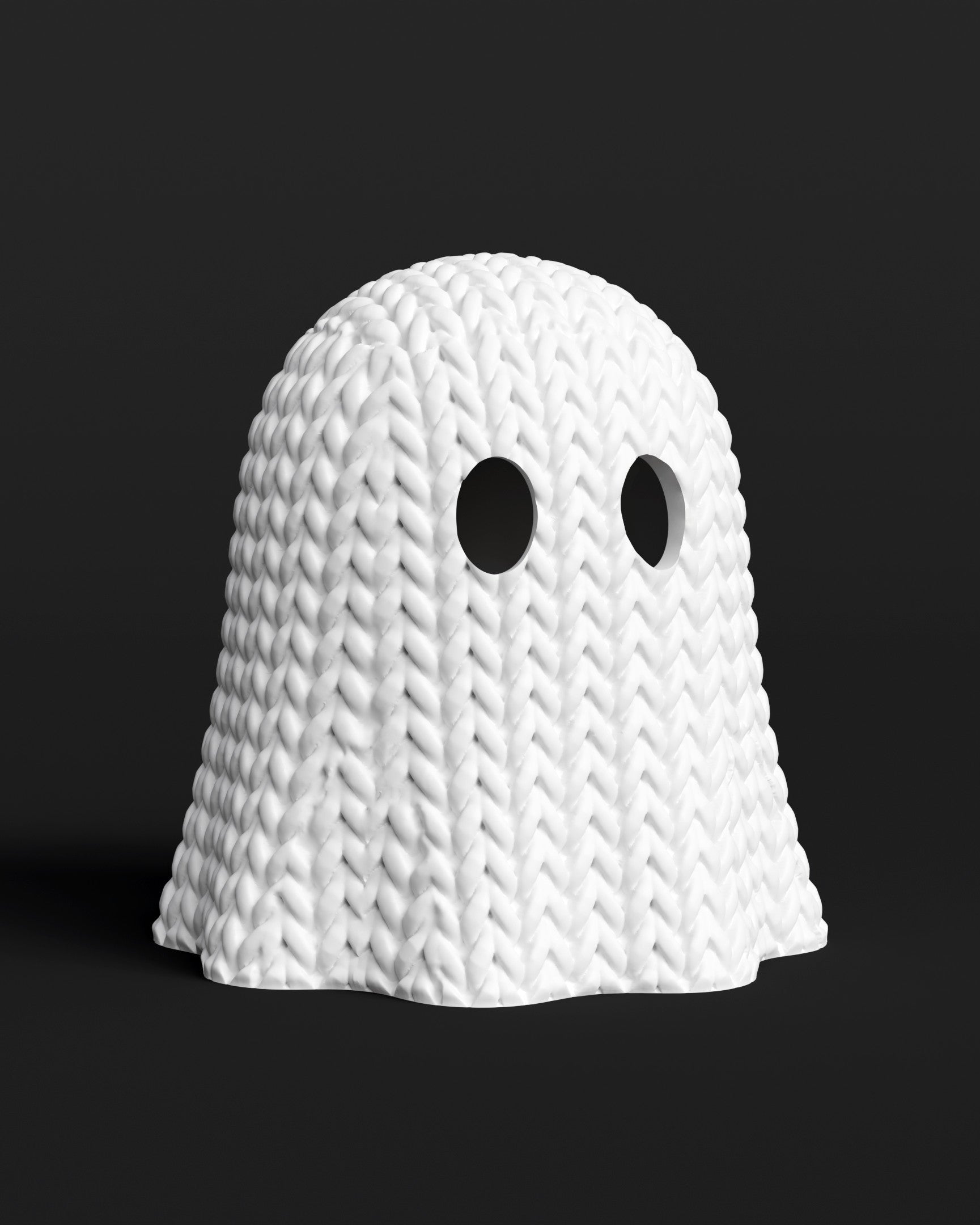 Texture detail of the crochet-look knitted ghost surface showing the open weave pattern up close
