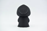 Texture detail of the crochet grim reaper showing the open weave pattern across the robe and hood