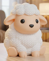 Texture detail of a knitted sheep figure showing the looped, hand-crocheted surface pattern up close