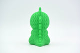 Texture detail of the crochet-look surface and dorsal plates on a green stegosaurus figurine