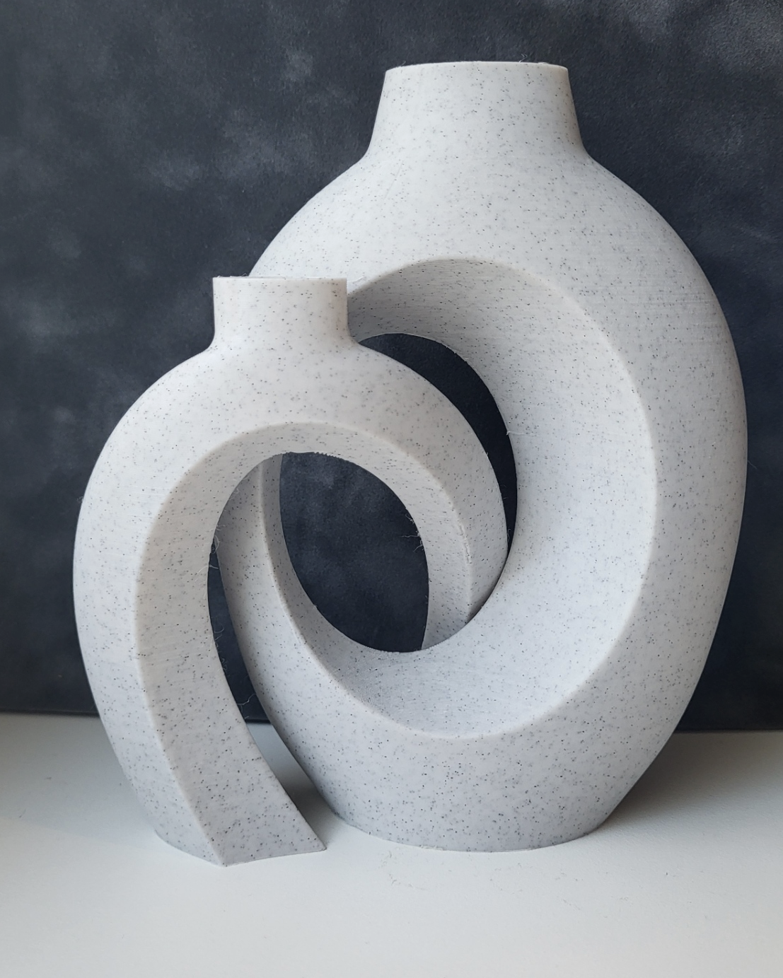 Detail shot of the toroidal woven surface of a nordic vase showing the open weave pattern