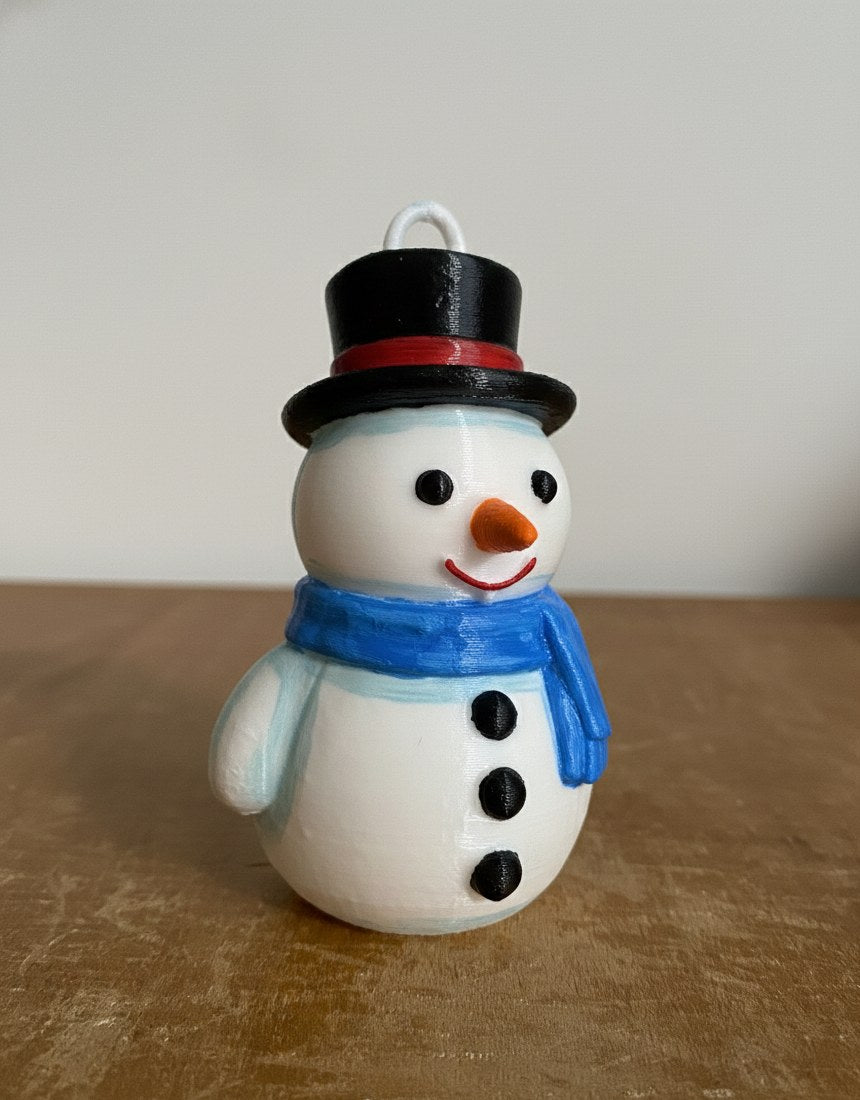 Klassischer Schneemann mit Zylinder und Schal