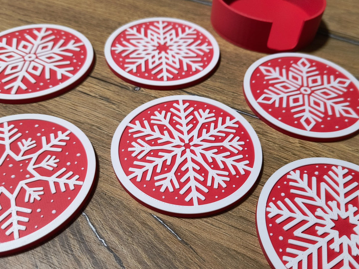 Untersetzer mit Schneeflocken für Weihnachten – 6 Motive