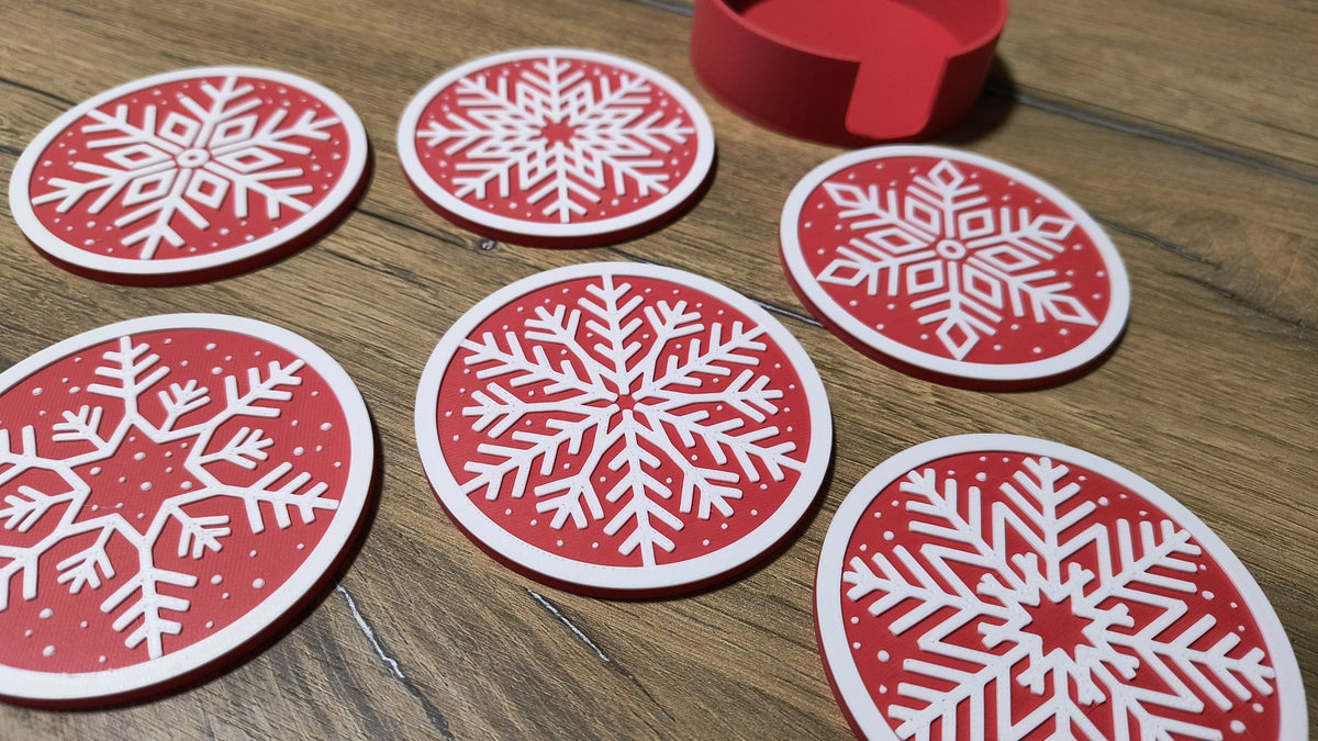 Untersetzer mit Schneeflocken für Weihnachten – 6 Motive