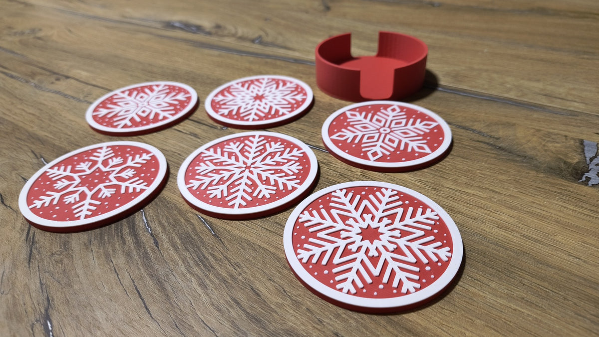 Untersetzer mit Schneeflocken für Weihnachten – 6 Motive