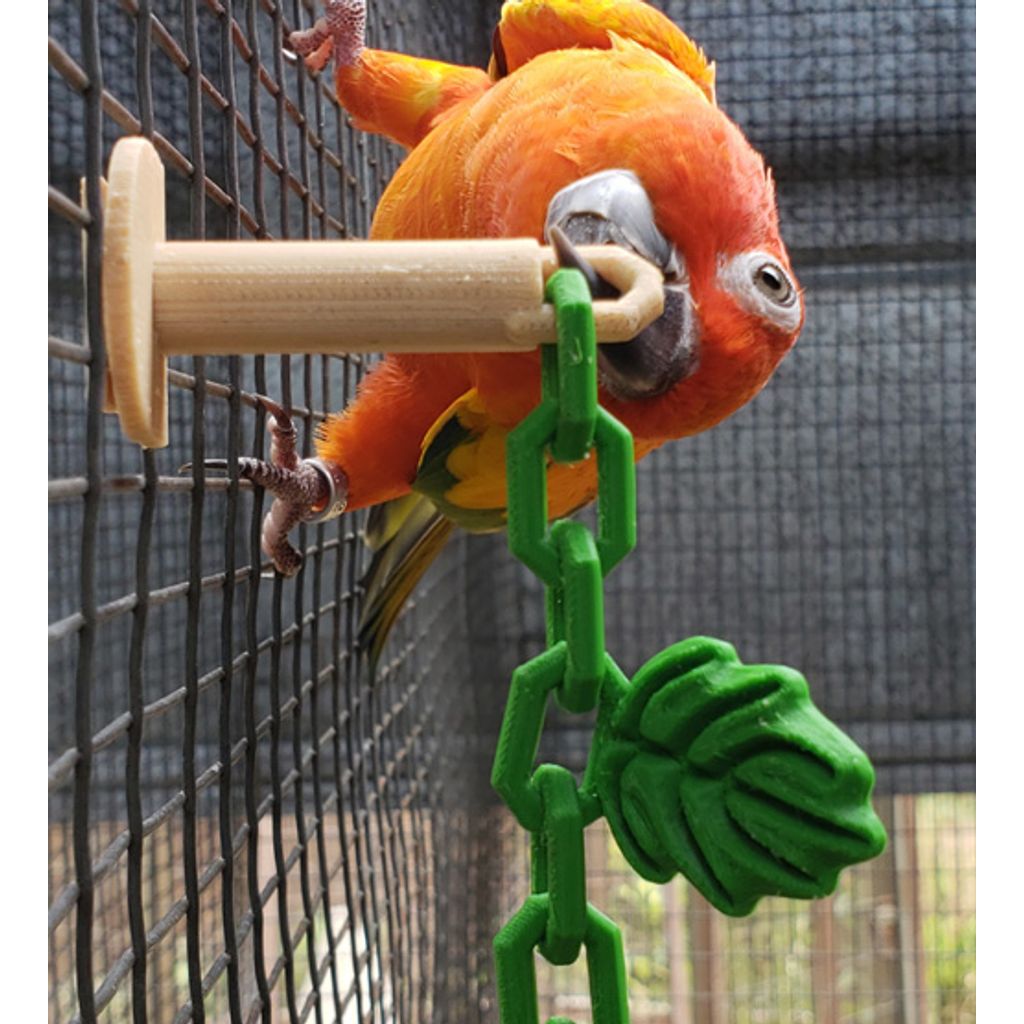 Bird Cage Hanging Chain Toy with Vine Leaf Charms