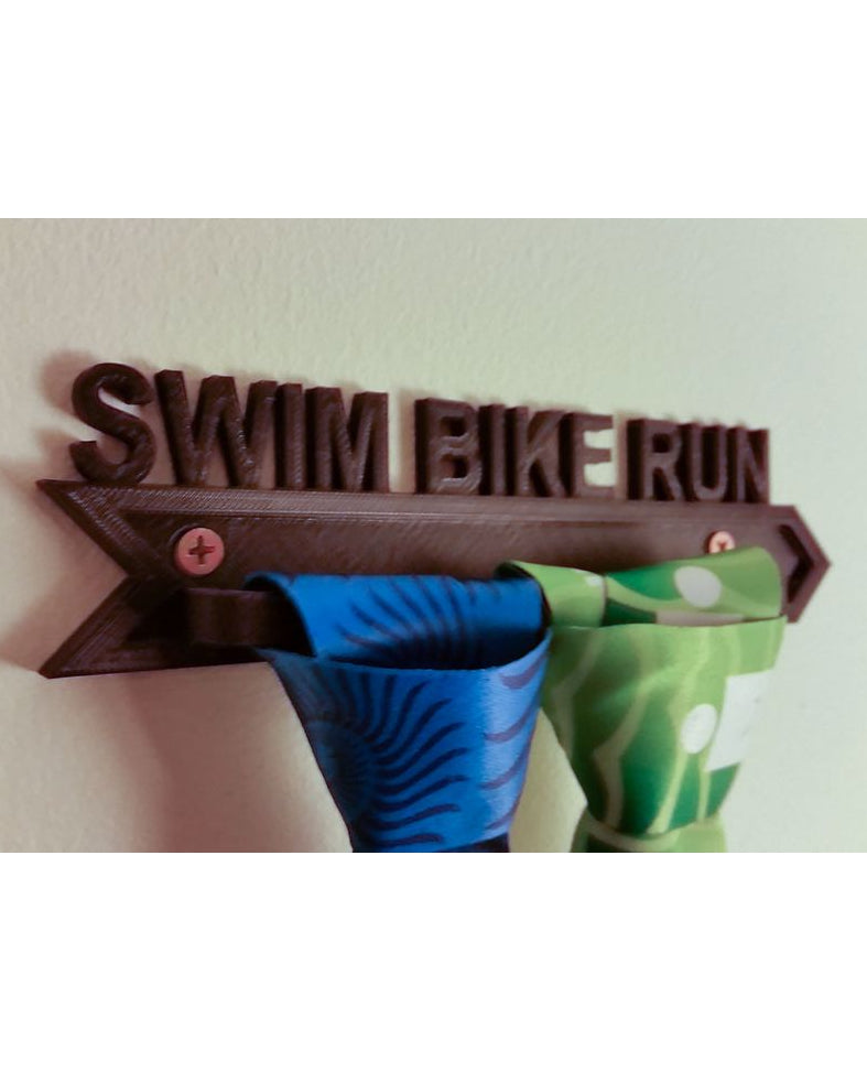 Triathlon Medal Rack – Swim Bike Run Wall Holder