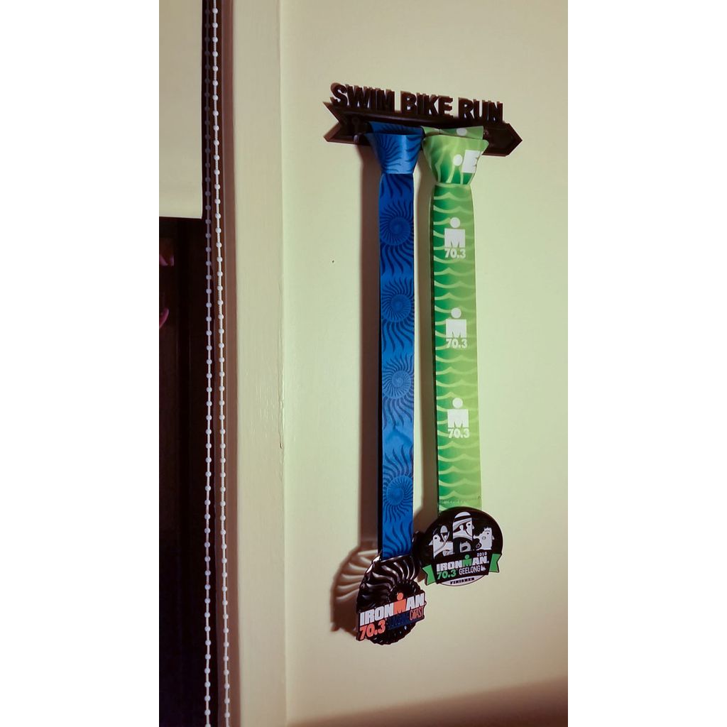 Triathlon Medal Rack – Swim Bike Run Wall Holder