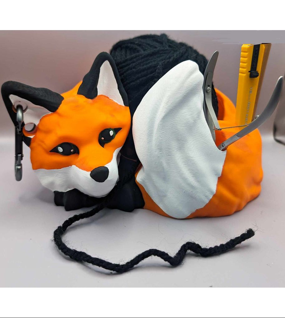 Fox Yarn Bowl — Decorative Knitting & Crochet Holder