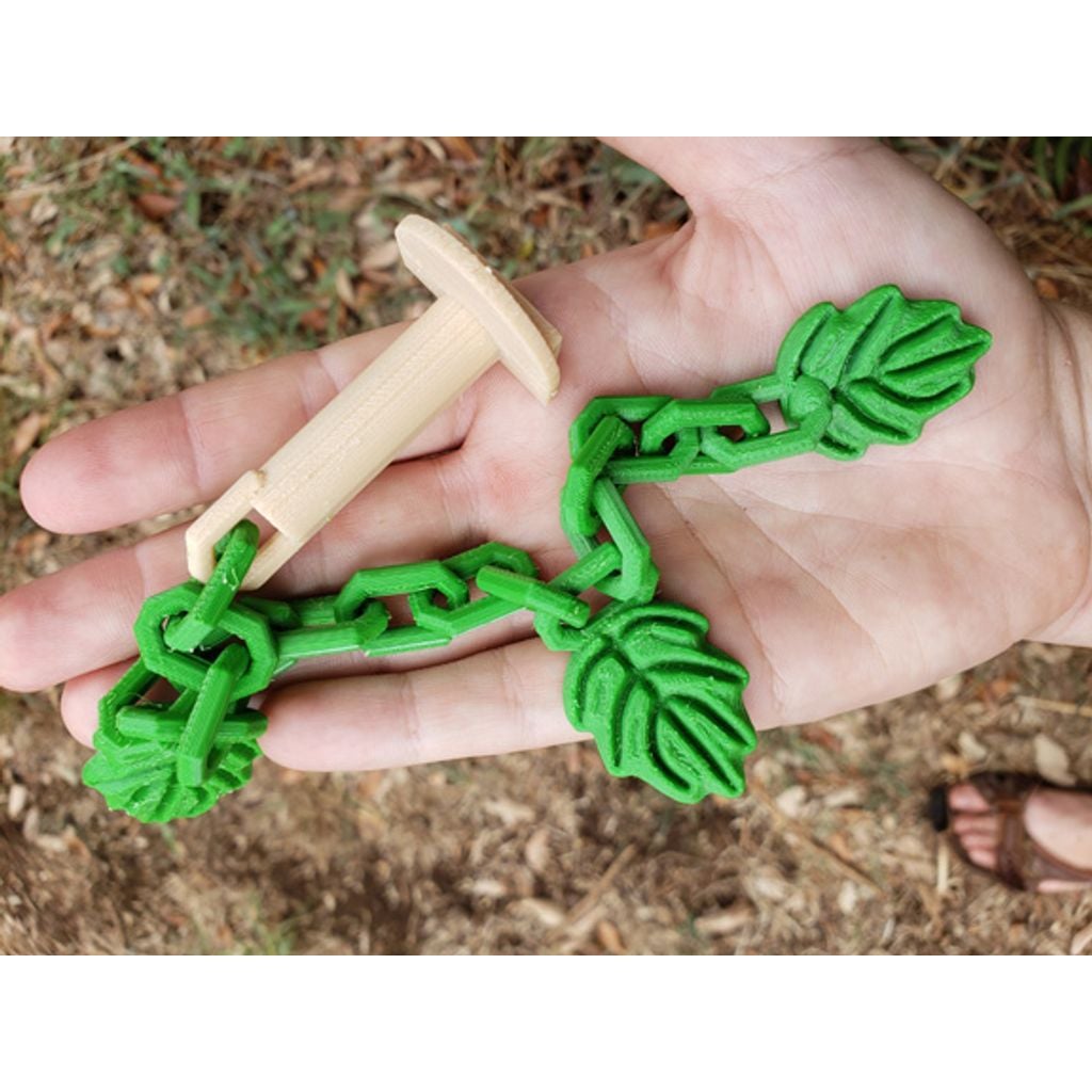 Bird Cage Hanging Chain Toy with Vine Leaf Charms