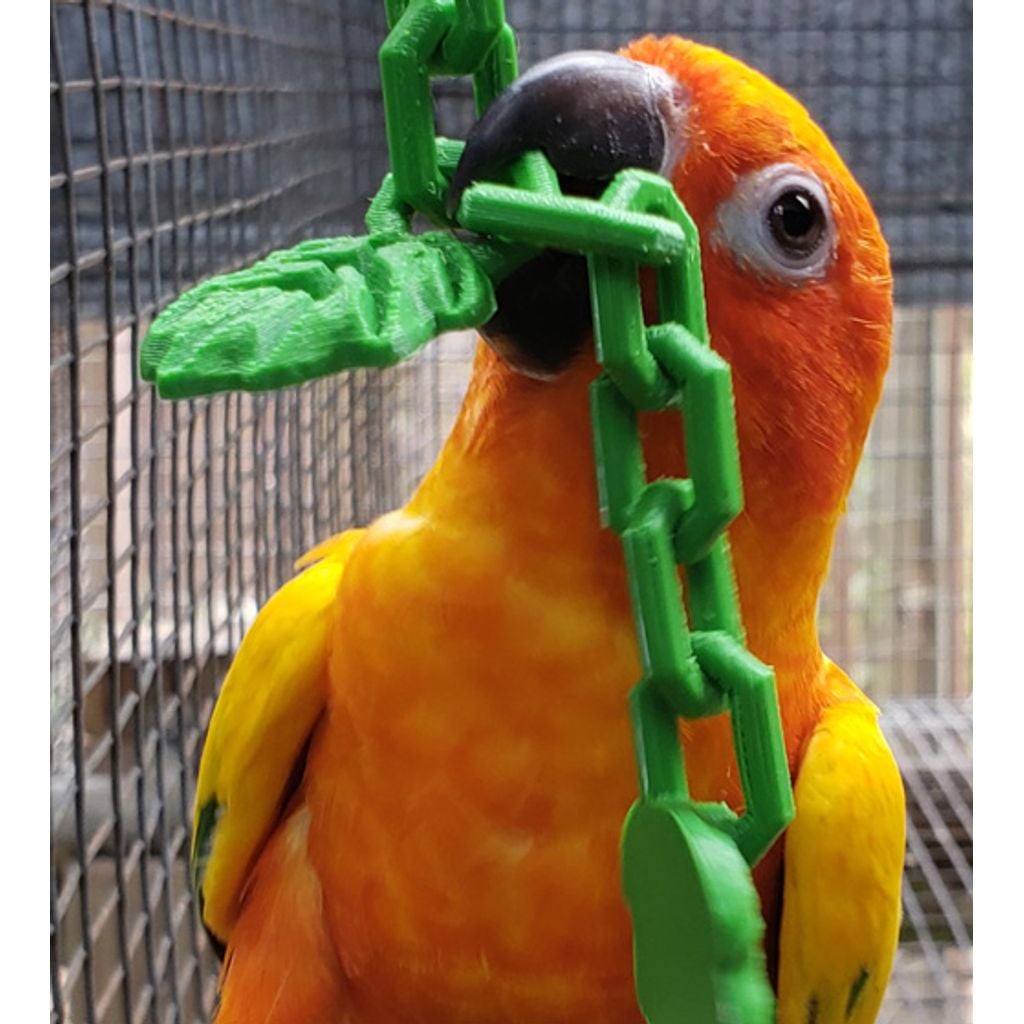Bird Cage Hanging Chain Toy with Vine Leaf Charms